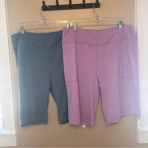 Lot of 2 NWT Liberty Pro Yoga Shorts in Blue and Purple XXL